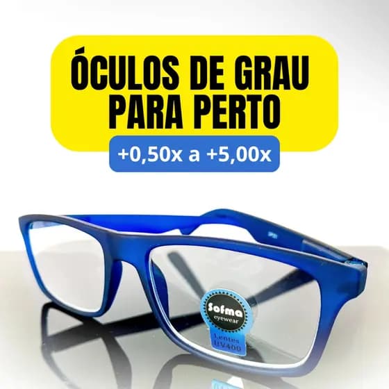 Óculos Grau Emborrachado Leitura Descanso Azul Marinho +0.50 Ate +5.00 Vista Cansada Para Perto