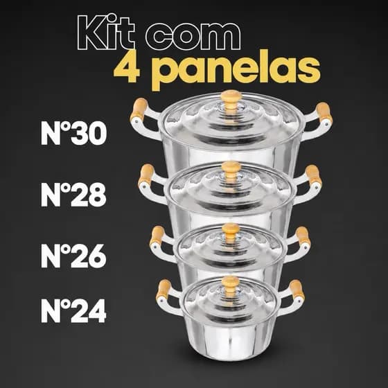 Jogo de Panela em Alumínio Fundido Grosso Nº24 a 30/LINHA PREMIUM GRANDE