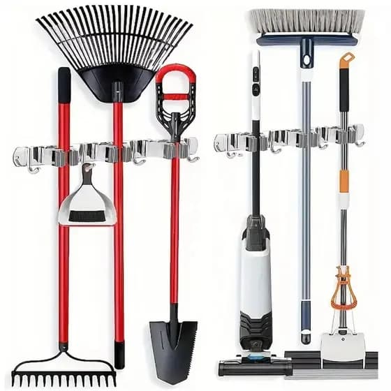 2 Kit Suporte Vassoura Mop Rodo Pá Organizador 7 Acessórios