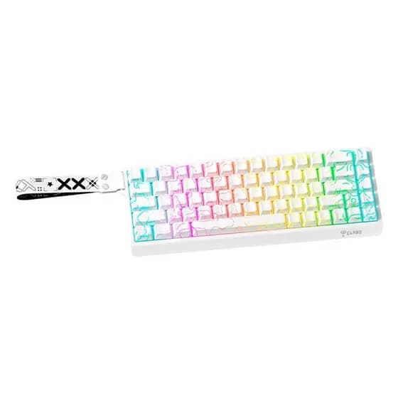 Teclado Gamer 65% Branco RGB Arkan Snow Iluminado para Jogos ANSI X68 HE Clanm