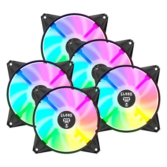 Kit 5 Cooler Fan ARGB Ventoinha para Gabinete Eurus 6pin 12V Preto PC Clanm Gamer