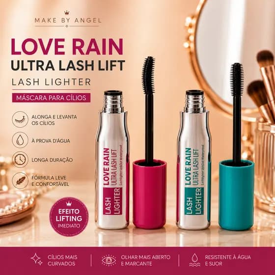 Máscara de Cílios LOVE RAIN Lash Lighter Ultra Lash Lift Alonga Curva Volume À Prova D'Água