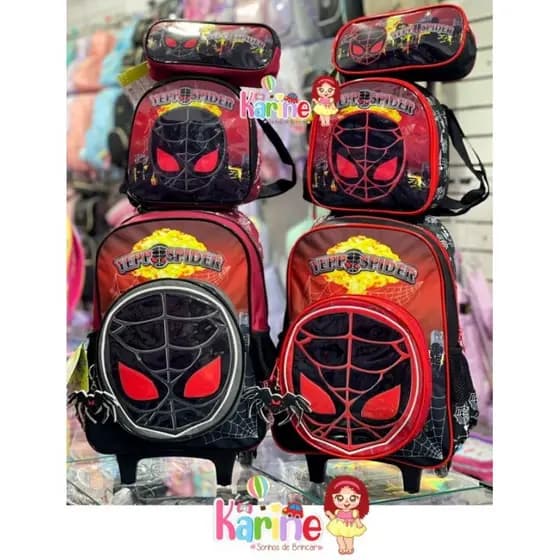 KIT INFANTIL 3 PEÇAS MOCHILA DE RODINHAS + LANCHEIRA + ESTOJO YEPP SPIDER/ MOCHILA PARA MENINO / MOCHILA HOMEM ARANHA