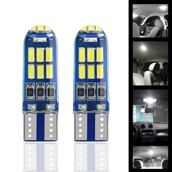 T10 15 Leds gel Lâmpada Led Branco Premium 12v 6000K W5W SMD silicone siliconada Aplicação Farolete Meia Luz Placa Teto
