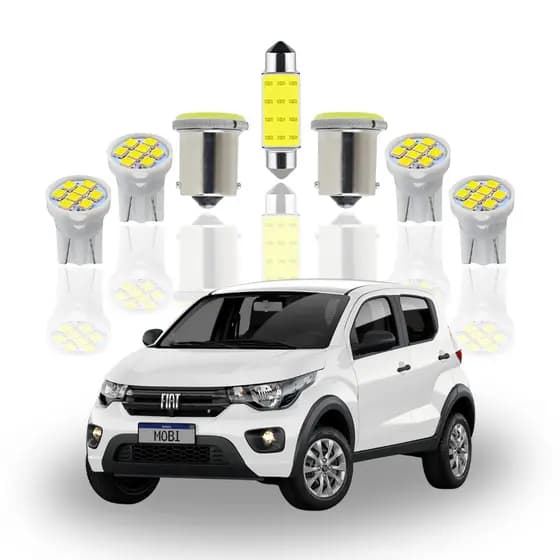 Kit Lâmpada interna led Fiat Mobi ( Farolete Placa Teto Ré )externo pingo T10 Torpedo 1 polo 1156 41mm meia luz