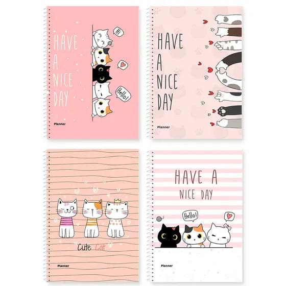 Planner Semanal Pastel Miau - Erudittas Agenda Permanente Datada e não Datada