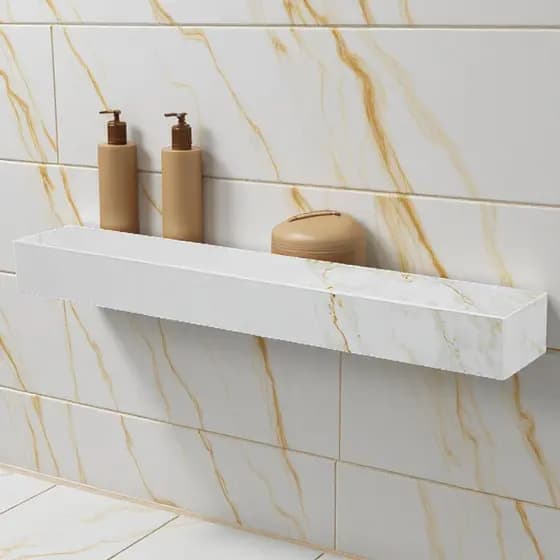 Prateleira Em Porcelanato Calacata Premium Resistente Sala Banheiro Cozinha 60x10x06