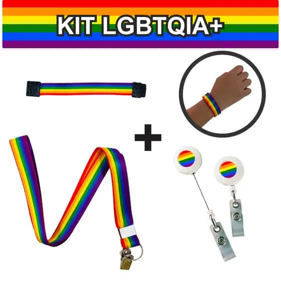 Kit LGBTQIA+ Cordão personalizado + porta crachá + pulseira