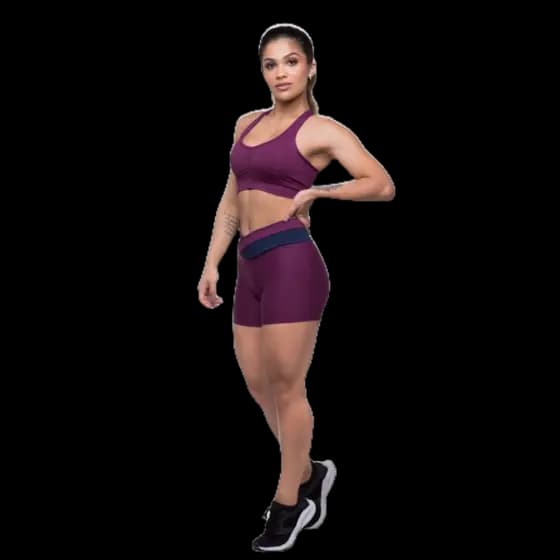 Conjunto Fitness Feminino Dily Poliamida Short e Top Roupas para Academia Fabricação Própria