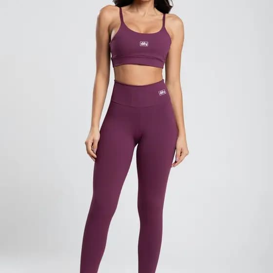 Conjunto Feminino Fitness Básico Poliamida Calça e Top Malbec