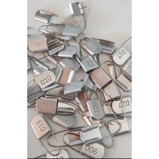 anilhas de alumínio numerada para aves em geral pct com 30 und.