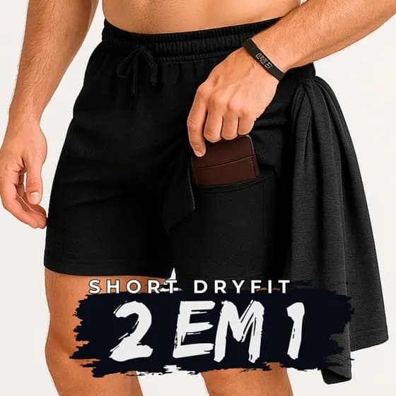 Short Masculino 2 em 1 Ultra Performance Com proteção Uv+20 Resistente