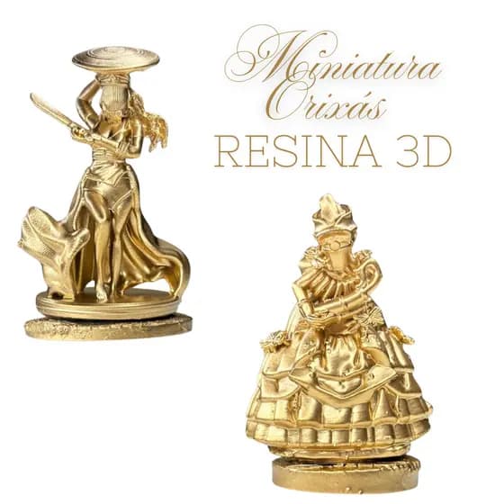 Miniaturas Orixás Resina 3D Dourada 5 cm