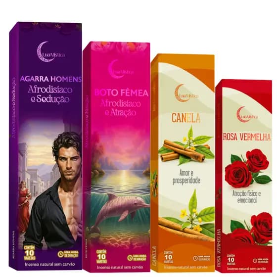 Incenso Artesanal Natural Orgânico Lua Mística Espiritual 0% Carvão Caixa com 10 Varetas Linha Bem Estar