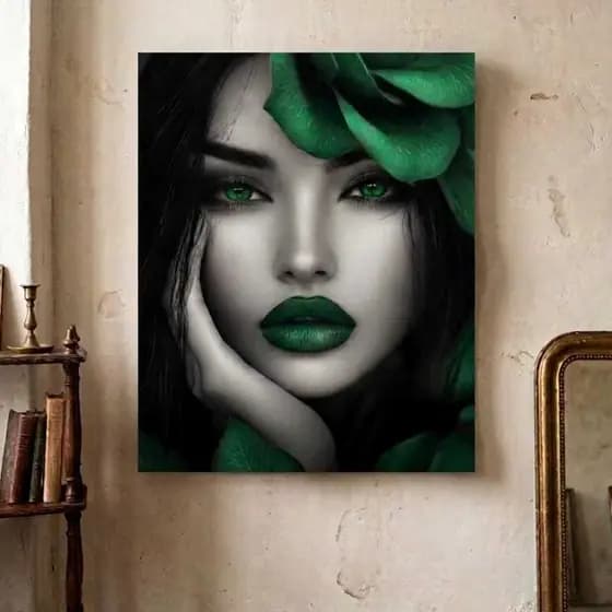 quadros decorativos 1 peça 110x80 Lady Green moderna decoraçao casa