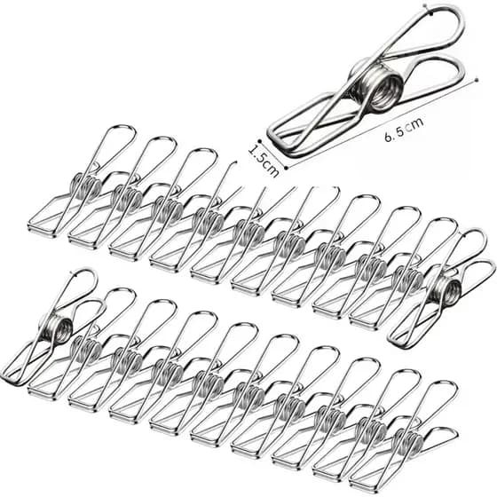 kit 20 40 60 unidades Pregador Prendedor de roupa metal inox/ rampo metal para pendura multiuso