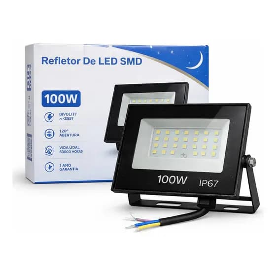 Refletor LED Externo 100W LP IP67 Bivolt Alta Luminosidade Econômico Uso Profissional