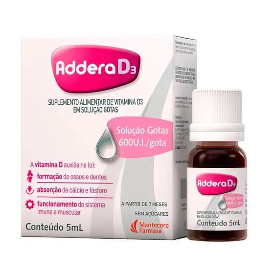 Suplemento Alimentar Addera D3 600 UI Gts 5ml