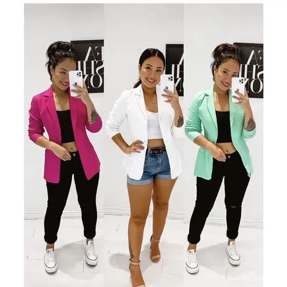 Max blaser blazer de Bengaline branco, preto ou rosa verde