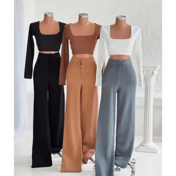 Calça Feminina trico modal , alta tendência Calça fofa e quentinha para o frio