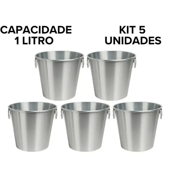 KIT 5 Baldes de gelo em alumínio 1 LITRO