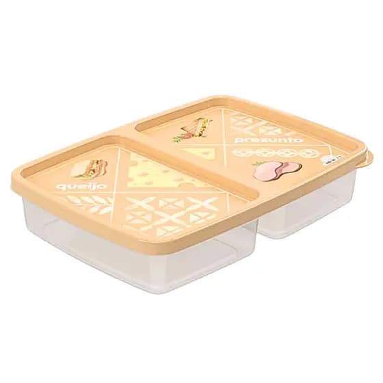Pote Retangular Presunto e Queijo com 2 Divisórias Plasútil - NOVA COLEÇÂO