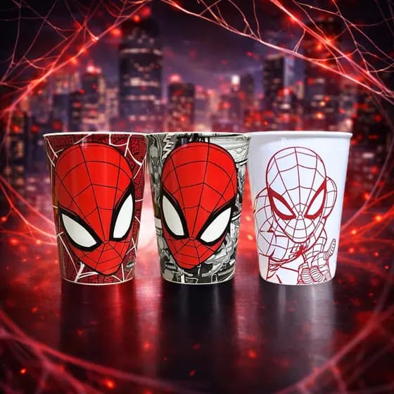 Copos Infantil Homem Aranha KIT COM 3 Copos Plásticos 320ml Estampados Criança