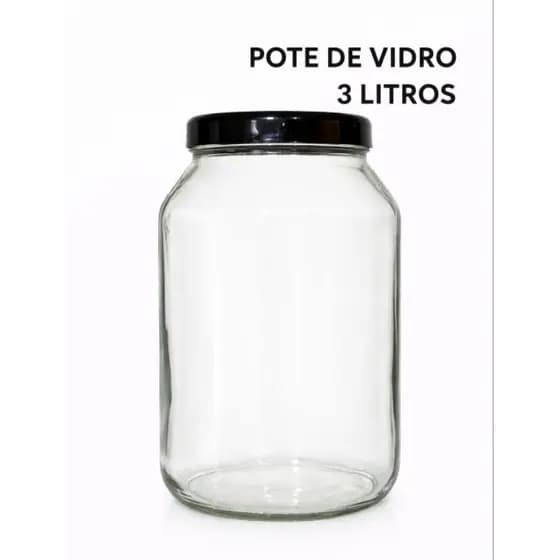 Pote de Vidro 3L Grande com Tampa Rosca para Mantimentos, Cozinha e Armazenamento