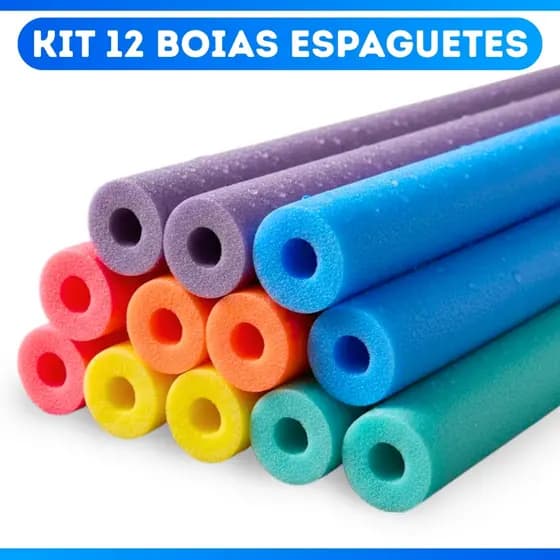 Kit 3 / 6 / 9 / 12 Boia Espaguete Flutuador Macarrão Para Piscina Água Cores Sortidas Com Furo ou Sem Furo