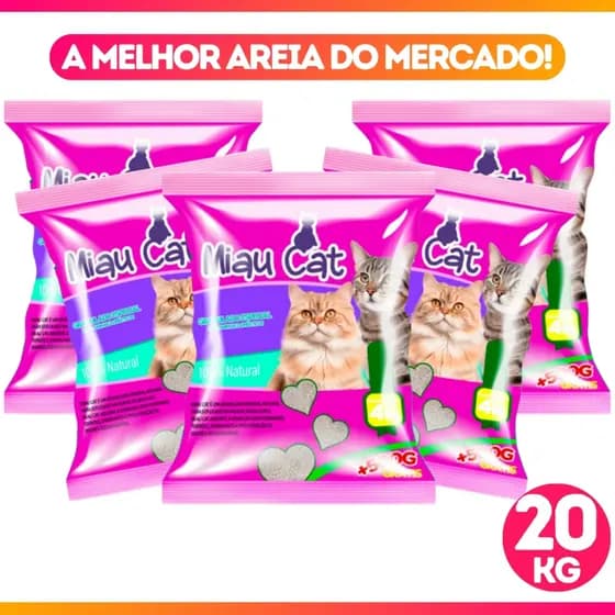 Pacotes de Areia Sanitária Antiodor Tira Cheiro Miaucat Gatos Tradicional 100% Natural