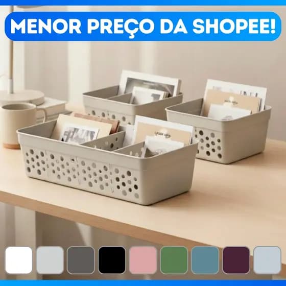 Kit 3 Cesto Organizador Rattan c/ Divisoria Removivel Mini M - FULL