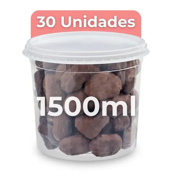 Kit 30 Potes de Plástico 1500ml Bolo de Pote Tranparente Descartável - BP Potes