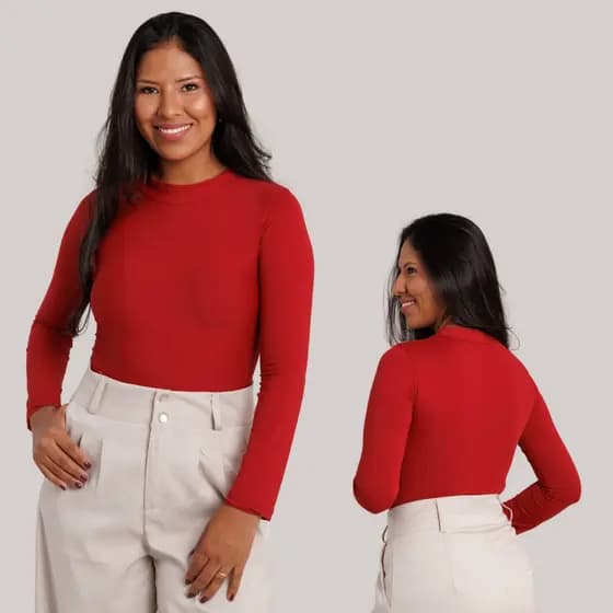Body Feminino Manga Longa Gola Alta