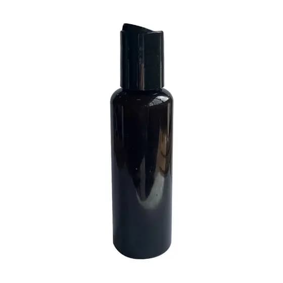 FRASCO PET 120ML CILÍNDRICO PRETO C/ TAMPA DISK TOP 10 PEÇAS