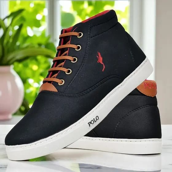 Botinha Tenis Masculino Preto Casual Leve em lona Polo Blu do 37 ao 46
