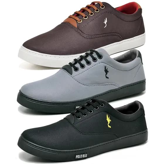 Kit 3 Pares de Tênis Sapatenis Masculino Casual Cano Baixo Leve Cores Mesclado do 37 ao 46