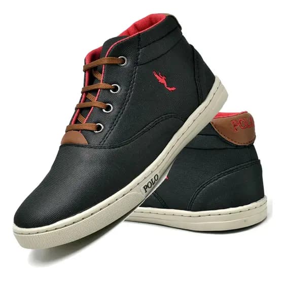 Tenis Casual Sapatenis Infantil Menino Polo Blu Cano Alto Macio com Detalhes