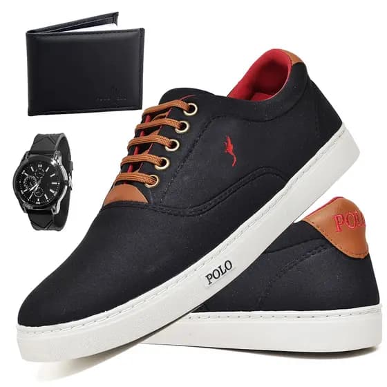 Tênis Sapatênis Masculino Casual Leve com Relógio Analógico + Carteira do 37 ao 46