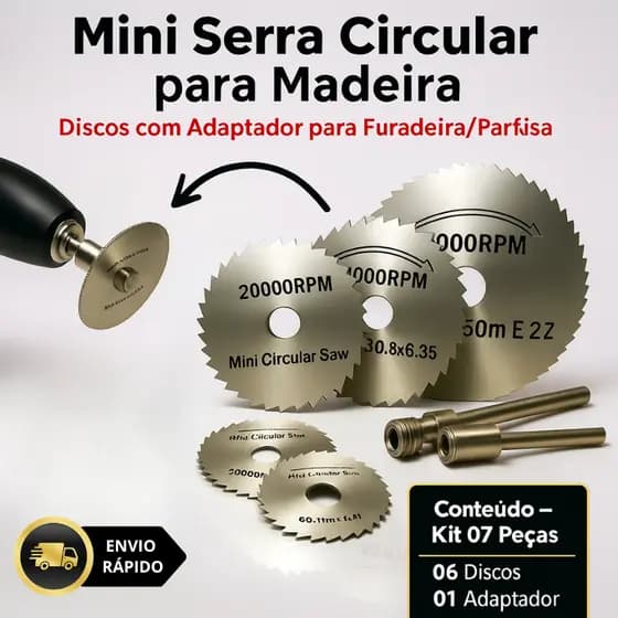 Kit Jogo Mini Disco Serra Circular Micro Retífica Madeira Lamina Furadeira Parafusadeira