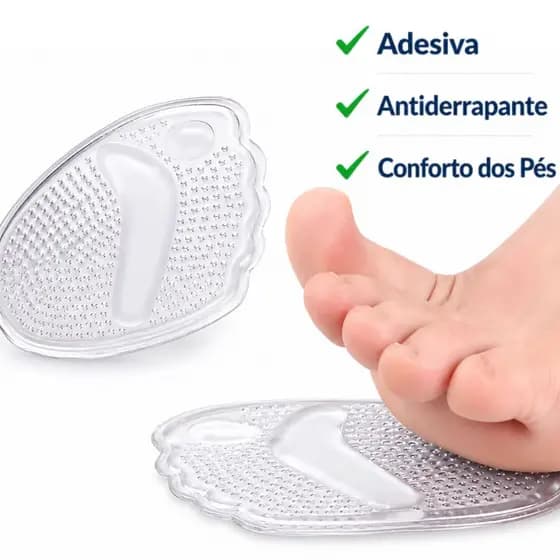 Kit Palmilha Gel Silicone Antiderrapante Adesiva Antepé Conforto Para Pés