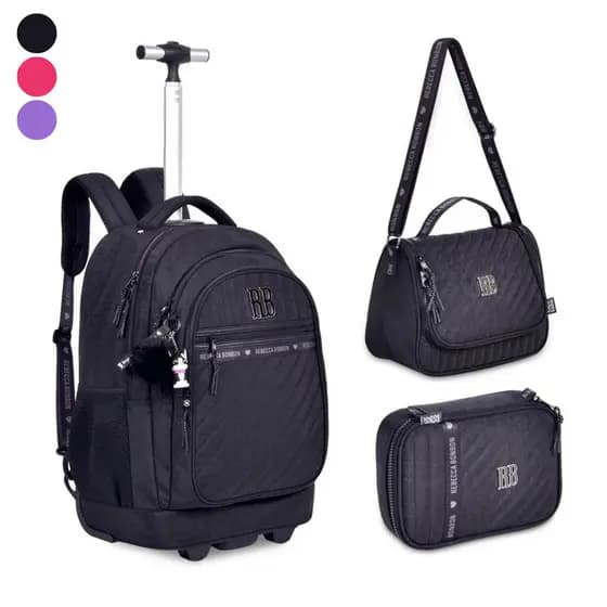 Kit Mochila de Carrinho Crinkle REBECCA BONBON - Mochila + Estojo + Lancheira