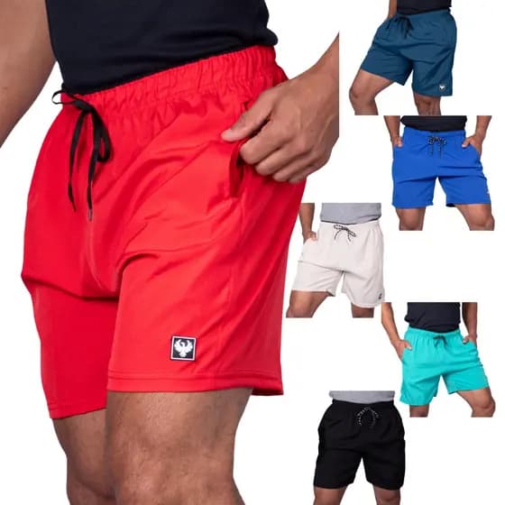 Kit 6 Shorts Masculino Bermuda Tactel Elastano Várias Cores Academia Treino Bermuda Calção Com 3 Bolsos Envio Rápido
