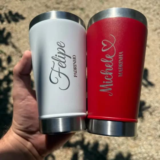 Kit 3, 5 , 7 e 10 Copos Térmico Personalizado 473ml – Brinde com Tampa e Abridor |Nome Time Logo Evento