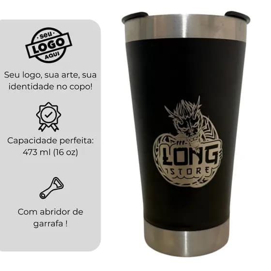 Copo Térmico Personalizado 473ml – Tampa com Abridor | Brindes l Times l Eventos