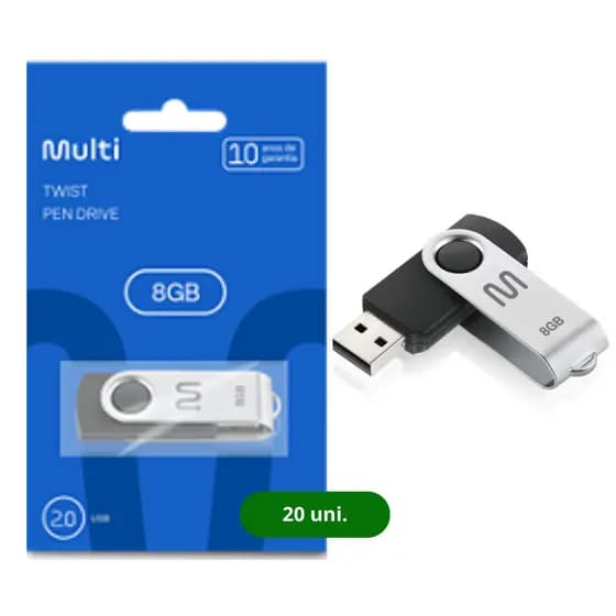 Pen Drive Twist 8GB 20 unidades Preto Multi - PD587K