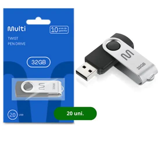 Pen Drive Twist 32GB 20 unidades Preto Multi - PD589K