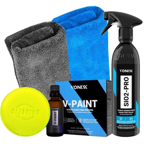 Kit Vitrificação de Pintura Vonixx V-Paint 20ml e Selante Sio2 Pro Toalhas e Aplicador
