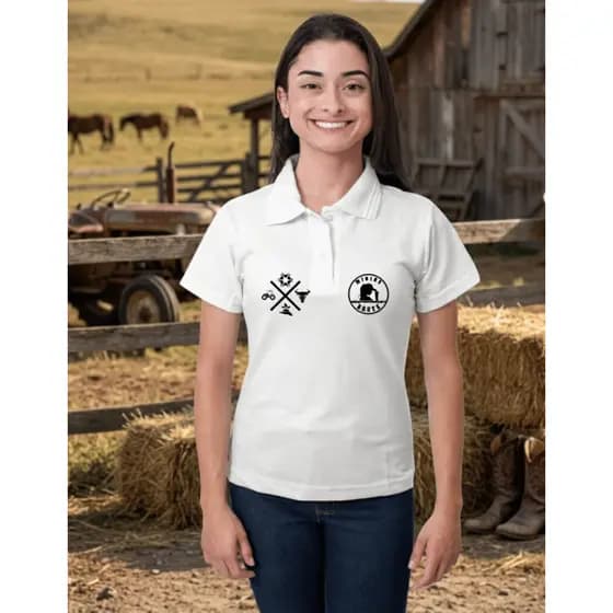 Camisa Gola Polo Feminina Minina Bruta Agro Rotina Baby Look Escrito nas Costas Com Brinde