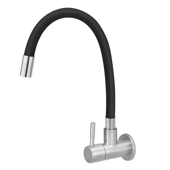 Torneira Cozinha Inox Escovado Parede Flexível Gourmet Preto Agua Quente Fria Movel
