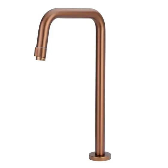 Torneira Banheiro Lavatório Rose Gold Metal Bica Alta Mesa Cuba Apoio Sobrepor 1/4v Arejador